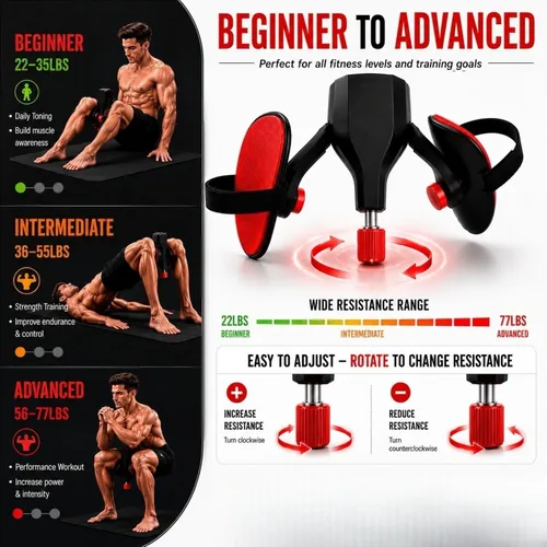 Vista 4 de Entrenador de muslos ajustable Kegel Master Trainer con bandas de resistencia, entrenador de suelo pélvico, muslo y cadera para hombres y mujeres