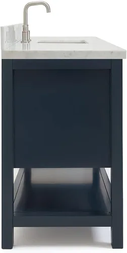 Vista 9 de ARIEL Bayhill - Tocador de baño con lavabo de 54 pulgadas, madera maciza, encimera de mármol italiano de Carrara de 1.5 pulgadas, fregadero Azul