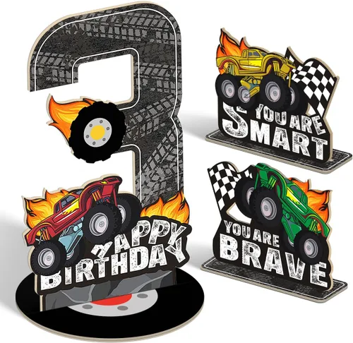 Vista 19 de Juego de 3 piezas de dinosaurios con signo de número de 2º cumpleaños, decoración de mesa de dinosaurios para niños y niños de 2º cumpleaños