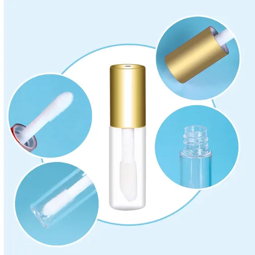 Vista 2 de Mydio Paquete de 50 recipientes vacíos de bálsamo labial con tapa dorada para lápiz labial (dorado)