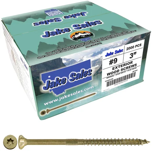 Vista 277 de 8 x 1 revestimiento exterior recubierto de bronce, tornillo de madera multiusos compatible con ACQ, cabeza plana Torx/Star Drive de 1 libra, 288