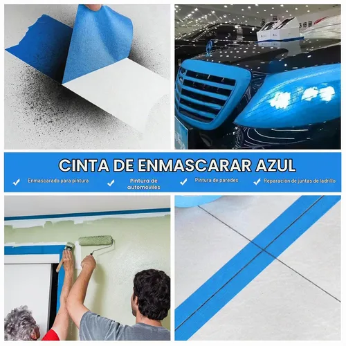 Vista 4 de BOMEI PACK Cinta de Pintor Azul de 2'', Cinta de Pintura de 2 pulgadas x 55 Yardas (220 Yardas Totales) 4 Rollos Cinta de Pintor Azul Cinta