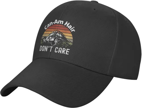 Vista 2 de Can Am Hair Don't Care Baseball Hat Adjustable Solid Color Curved Peaked Cap Unisex Black