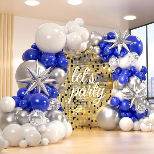 Vista 8 de Kit de arco de 161 globos de color negro, blanco y naranja, con 3 globos de papel de aluminio en explosión de estrellas para cumpleaños, graduación