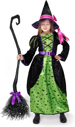 Vista 5 de Spooktacular Creations Disfraz de bruja para niña con sombrero para disfraz de Halloween