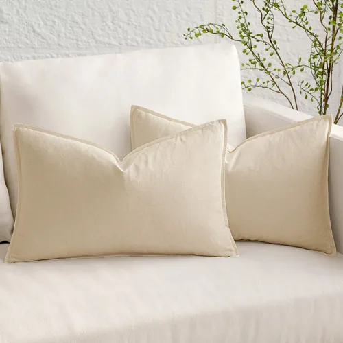 Vista 21 de MIULEE - Paquete de 2 fundas de cojín decorativas de lino, estilo bohemio y moderno, suaves, acento euro, para cama, neutral, fundas de cojín