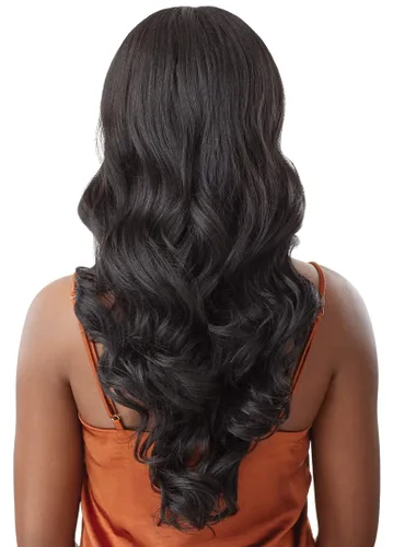 Vista 4 de Outre - Peluca con cierre de encaje 5x5 - Mezcla de cabello humano - Rizo corporal de 24 pulgadas (NEGRO OFF 1B)