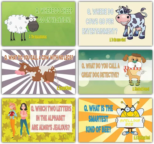 Vista 6 de Creanoso Tarjetas de chistes tontas e hilarantes – (30 tarjetas x 2 juegos) – Tarjetas de notas divertidas y divertidas para niños – Tarjetas
