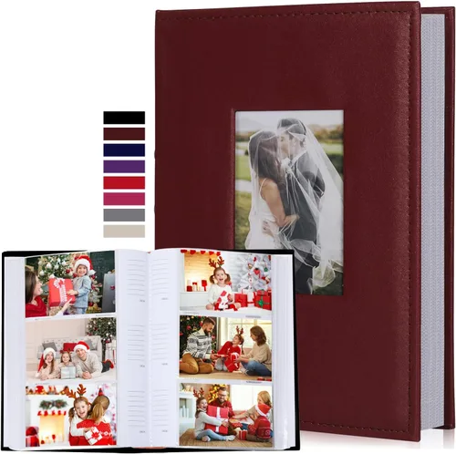Vista 14 de RECUTMS Álbum de fotos de 4 x 6 pulgadas, 300 fotos, de piel sintética de pequeña capacidad, cubierta de libro de 4 x 6 pulgadas, álbumes de fotos