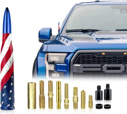 Vista 7 de Ajxn 1 PC Antena de Bala para Carro Camión Diseño de Bandera Americana Compatible con F150 F250 F350 Super Chevrolet Duty Raptor Dodge Ram 1500 2500