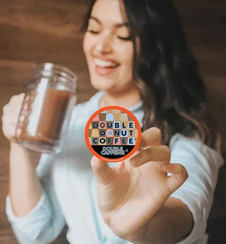 Vista 66 de Double Donut Coffee Cápsulas de Café Half Caff, Cápsulas de Café de Media Cafeína de Porción Individual para Cafeteras Keurig K Cup, Tostado Medio