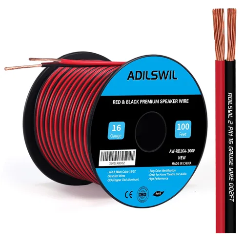 Vista 12 de Cable de altavoz de 12 AWG de 50 pies, 2 conductores eléctricos de conexión de cable rojo negro, tiras de iluminación LED, cable de extensión