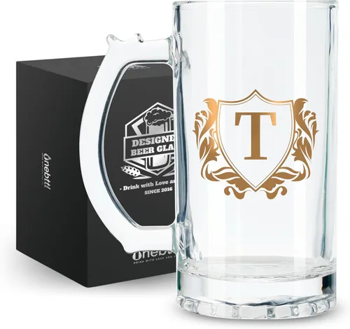 Vista 23 de Onebttl Regalos personalizados de cerveza para hombres amantes de la cerveza, taza de cerveza pesada de 17 onzas con asa para jefe como regalo