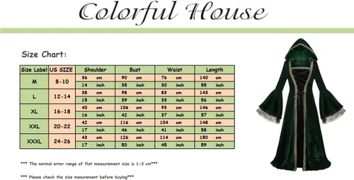 Vista 6 de Colorful House - Disfraz de princesa renacentista talla extragrande para mujer, vestido medieval