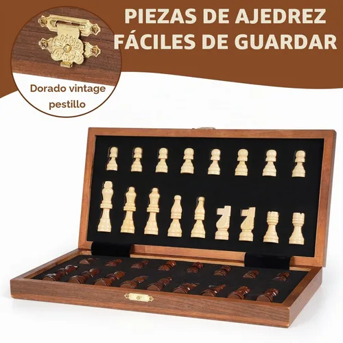 Vista 5 de Juego de ajedrez magnético de viaje de 12 pulgadas, tablero de ajedrez magnético de madera con 2 reinas extra, tablero de ajedrez plegable