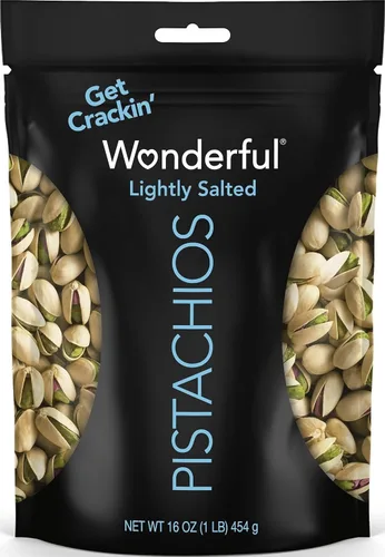 Vista 5 de Wonderful Pistachios In-Shell - Nueces sin sal, bolsa resellable de 16 onzas, aperitivos de proteínas, sin gluten, aperitivos saludables para adultos