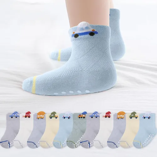 Vista 10 de Calcetines tobilleros antideslizantes para bebé, paquete de 12 para niños y niñas, calcetines de algodón para bebés Animal1