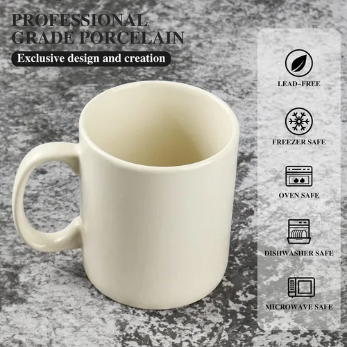 Vista 4 de Taza de café de cerámica extra grande de 29 onzas con asa para oficina y hogar (29 onzas, crema)
