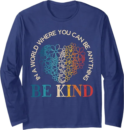 Vista 3 de in A World Where You Can Be Anything Be Kind Kindness Long Sleeve T-Shirt Black