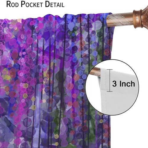 Vista 7 de Cortinas florales de acuarela para dormitorio, sala de estar, cortinas de ventana de vides en cascada de glicina morada, paneles de ventana florales