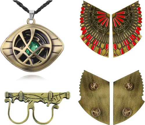 Vista 5 de CICOCI Disfraz extraño para niños, capa de Dr. Cosplay, accesorios de anillo con collar de poder mágico (talla 160)