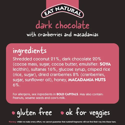 Vista 5 de Eat Natural - Barra de Frutas y Nueces - Chocolate Negro con Arándanos y Macadamias - 1.59 oz