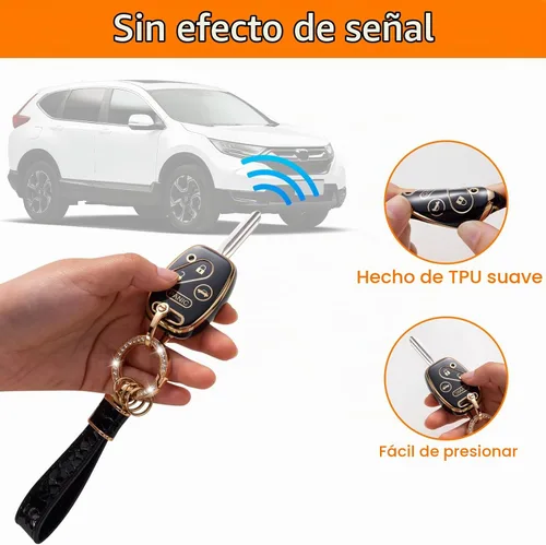 Vista 3 de Funda protectora para llavero Honda, compatible con Accord 2003-2012/Civic/CR-V Pilot Fit Odyssey Ridgeline Smart Key Holder con cordón de cuero