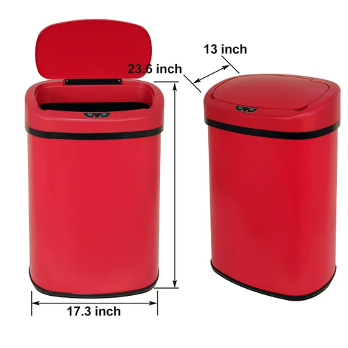 Vista 8 de Basurero de cocina de 13 galones de acero inoxidable cepillado, papelera automática, sin tacto, alta capacidad, 50 litros con tapa, para cocina