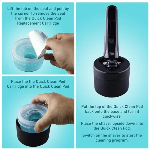 Vista 4 de Clark Shaving Co. Cartucho de repuesto de cápsulas de limpieza rápida compatible con cápsulas Philips Norelco Quick Clean (4 unidades)