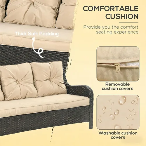 Vista 6 de Patio Couch,Rattan Three Seat Sofa RX192