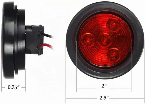 Vista 6 de Partsam Juego de 2 luces LED rojas para remolque redondo de 2 pulgadas con enchufe y ojales, marcador, montaje empotrado, luces LED redondas