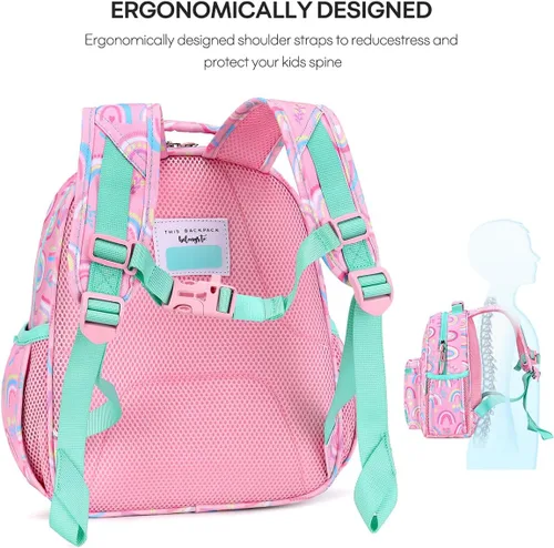 Vista 6 de mibasies Mochila escolar para niñas y niños, mochila escolar para preescolar y primaria.., Arco iris, Mochilas Daypack