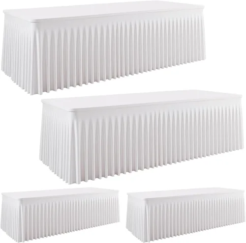 Vista 32 de Mantel rectangular de elastano negro, funda elástica ajustada para mesas rectangulares de 1,8 m, falda de mesa elástica sin arrugas para decoración