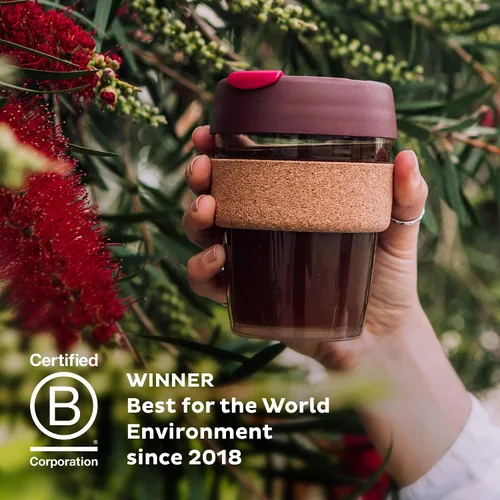 Vista 7 de KeepCup Brew Cork - Taza de café reutilizable de vidrio templado y corcho natural, M 12 oz/340 ml - Negro