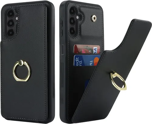 Vista 30 de Lipvina Funda para Samsung Galaxy A03s con tarjetero, Galaxy A03s Funda tipo cartera para mujer, tarjetero de crédito, soporte de anillo, fundas