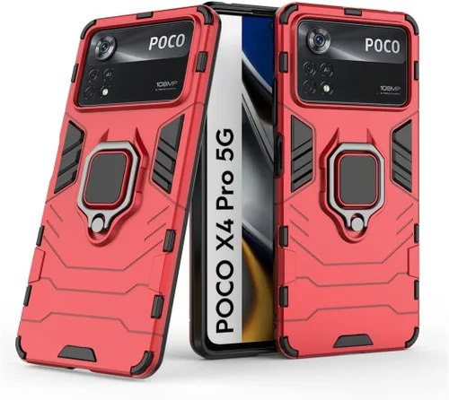 Vista 7 de Compatible con funda Xiaomi Mi Poco X4 Pro 5G, soporte de anillo de metal a prueba de golpes (funciona con soporte magnético para automóvil), Negro