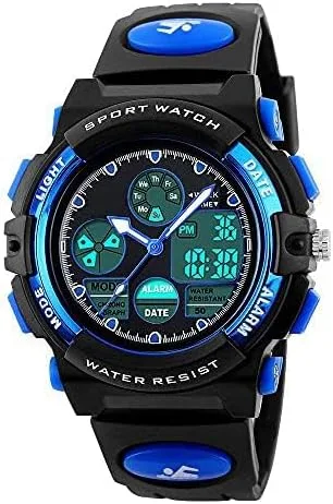 Vista 3 de PASNEW Reloj para niños, relojes multifuncionales para niños, calendario de alarma LED, reloj deportivo impermeable para niños, relojes con esferas