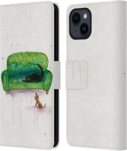 Vista 13 de Head Case Designs Officially Licensed Wyanne Blue Watercolour Bear Animals 2 Leather Wallet Case Compatible with Apple iPhone 15