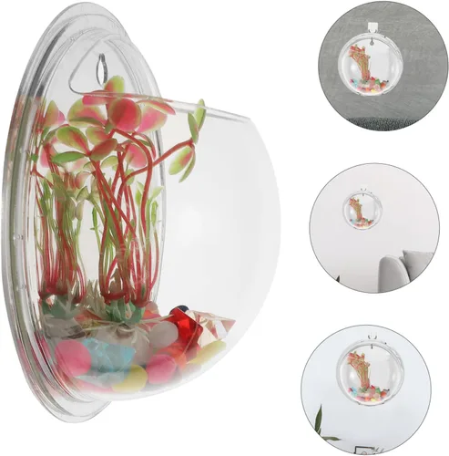 Vista 7 de Cuenco de peces de pared para colgar en la pared, cuencos de peces para centros de mesa, maceta hidropónica colgante, tanque de peces de pared