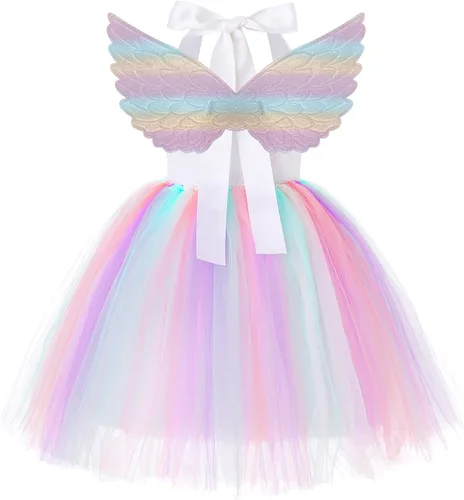 Vista 2 de Soyoekbt Unicorn Costume for Girls Birthday Gifts Kids Unicorn Tutu Dress with Headband Wing for Unicorn Party 1-10Year
