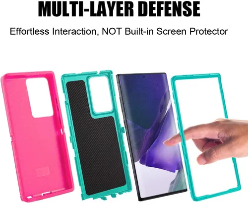 Vista 4 de AICase Funda para Galaxy Note 20, protección contra caídas de cuerpo completo, resistente, a prueba de golpes, caídas y polvo, 3 capas, funda