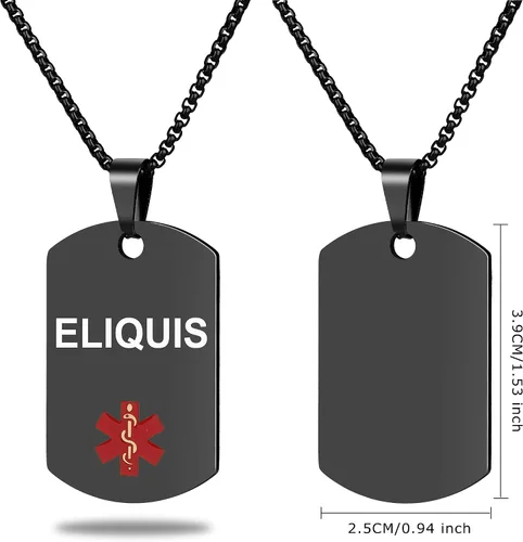 Vista 2 de Collar de alerta médica, etiqueta grabada con láser, grabado personalizado, etiqueta de identificación de acero inoxidable, colgante para hombres