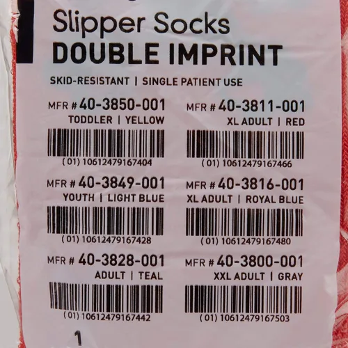 Vista 5 de McKesson Unisex Non-skid Slipper Socks Adult Sz. 7.5 to 10 Red