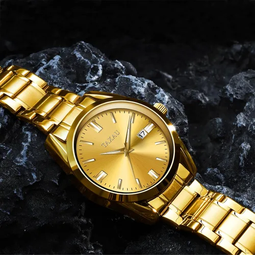 Vista 5 de Taxau Reloj para hombre de acero inoxidable para hombre, relojes de pulsera con fecha de cuarzo para hombre, reloj analógico impermeable para hombre