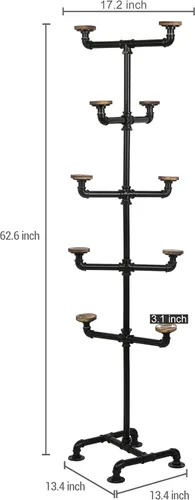 Vista 4 de MyGift Soporte para sombreros, árbol organizador de sombrero de pie, gorras de béisbol, exhibición de sombrero de vaquero, estante industrial