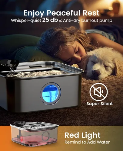 Vista 3 de Bomba de agua de repuesto para fuente de agua para perros PW07SAU de 10L/3.79L de acero inoxidable