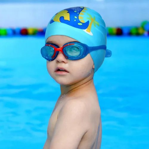 Vista 3 de Sintuff 3 Pcs Kids Swim Caps Toddlers Swimming Caps Silicone Swim Cap for Boys Girls (Age 4-12) Baby Waterproof Cartoon Bathing Hats for Long and