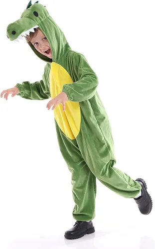 Vista 3 de Disfraz unisex de animales para niños, pijama de animales con capucha de felpa, para Halloween, carnaval, animal, para niños y niñas