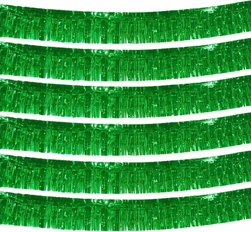 Vista 4 de Paquete de 6 guirnaldas metálicas de oropel – 10 pies de papel de aluminio con flecos para colgar en la pared para flotadores de desfile, boda