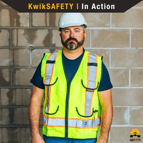 Vista 7 de KwikSafety Chaleco de seguridad GODFATHER Clase 2 y Clase 3 ANSI OSHA Hi Vis Chaleco